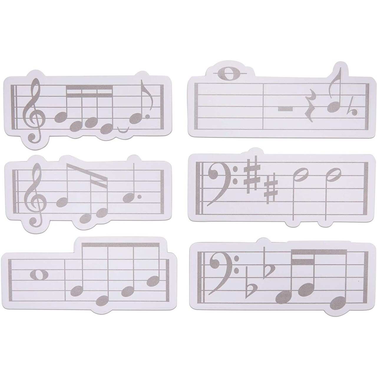 Musical Notes Sticky Pad for Music Teacher Notes (6.3 x 2.5 Inches, 6 Pack)